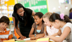Teacher engaging with students in the classroom