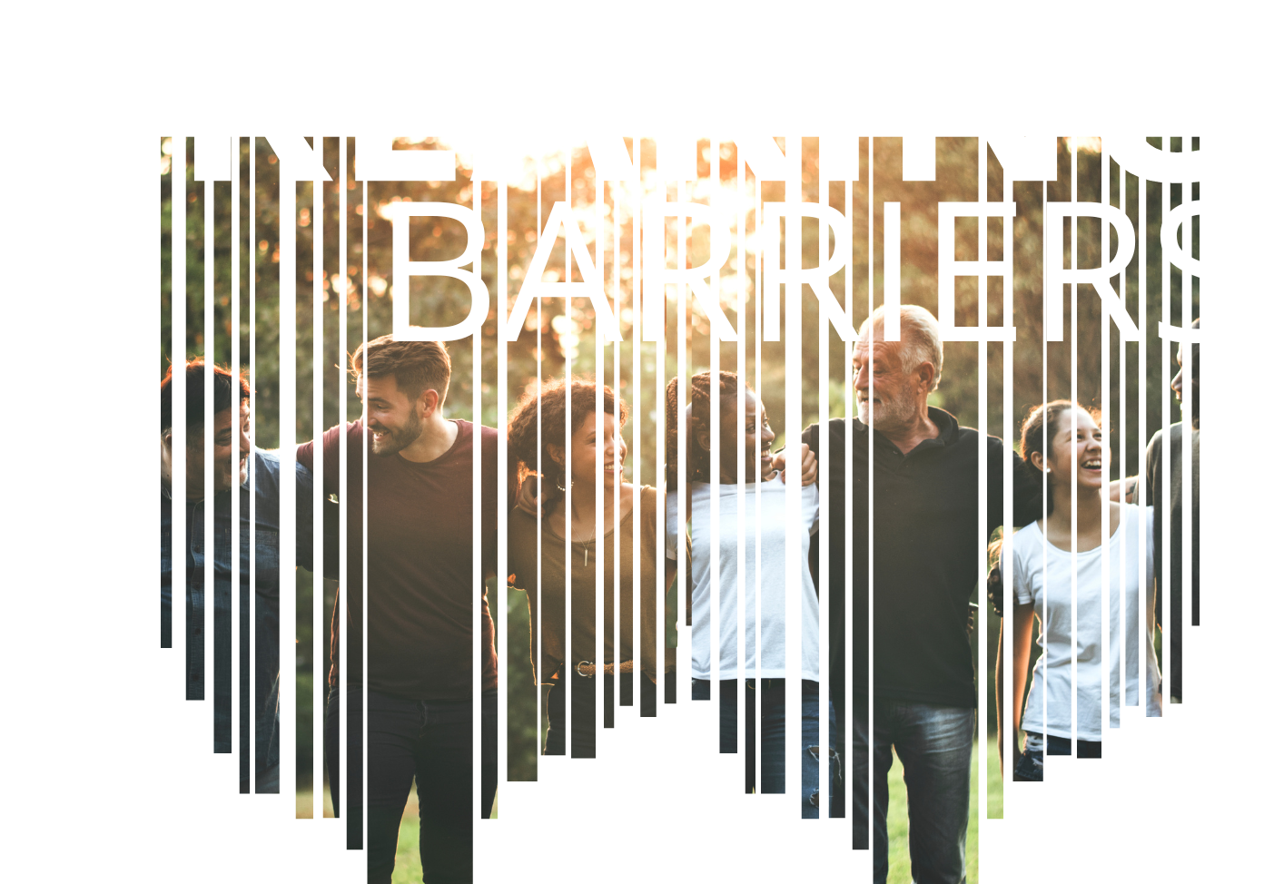 Breaking barriers logo with a group of community members