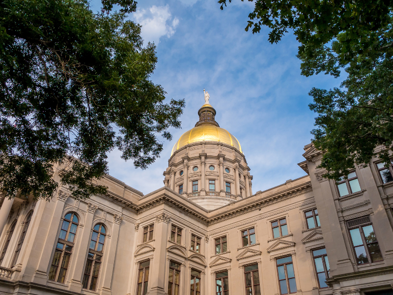 A view of the Georgia State Capitol Building, a symbol of political and historical significance in Atlanta, Georgia