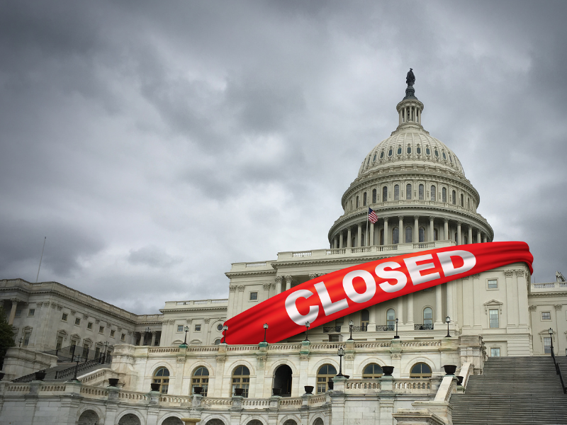 Government building with closed on it