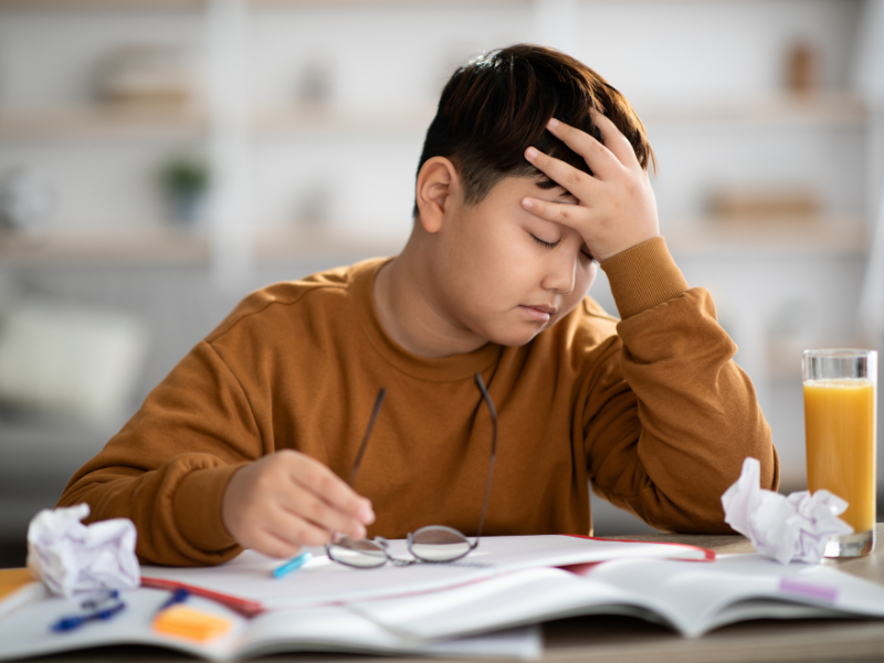 Kid struggling with school work