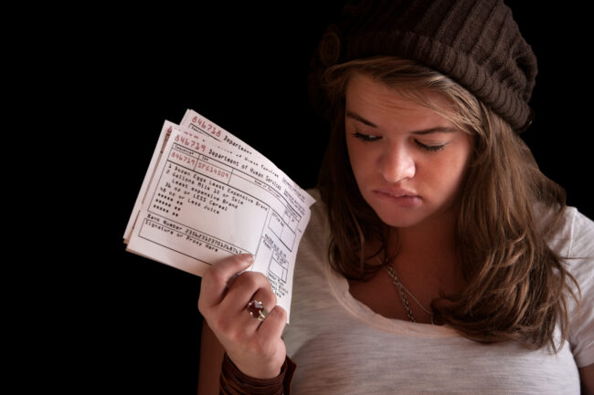 Girl with food stamps