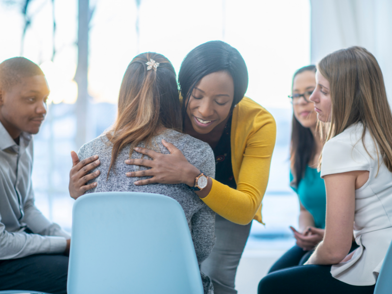 teens helping and hugging mental health