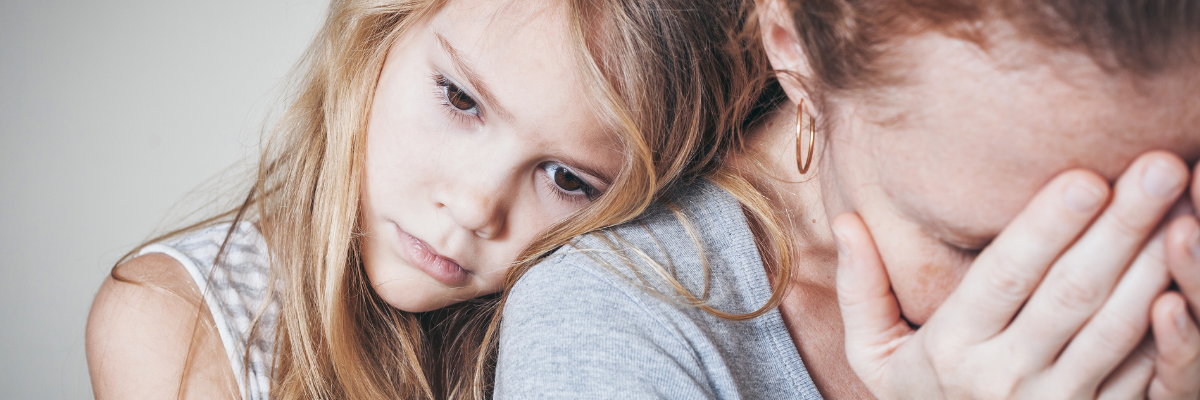 sad girl and mom